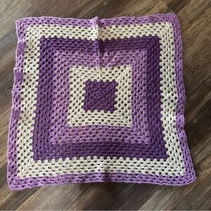 Granny square crochet soft handmade baby lap blanket 33x24 throw purple